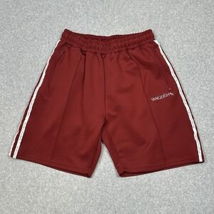 Vanquish VQ Fitness Gym Shorts Mens L Red 7" Side Stripes Zipper Pockets Stretch
